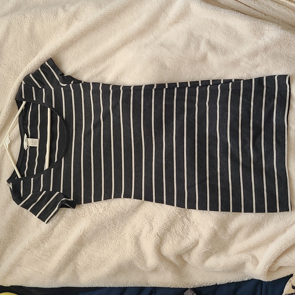 Gray and White Striped Bodycon Dress - H&M